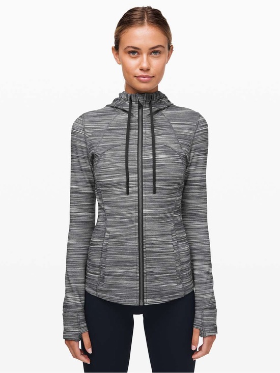lululemon athletica Tops - Lululemon Hooded Define Jacket Heathered Navy White Stripe Size 4